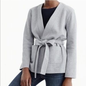 J Crew Belted Knit collarless blazer sweater cardigan Gray S
